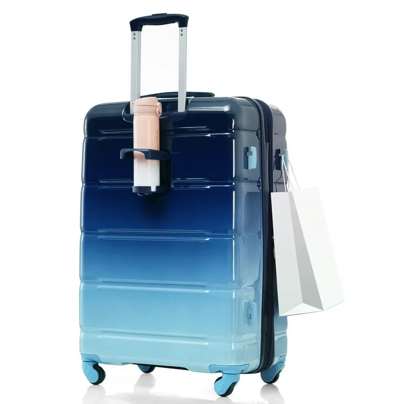 Luggage Set of 3, 20-inch with USB Port, Carry-on Trunk Sets with Cup Holder, Hard Shell Check-in Luggage with Spinner Wheels