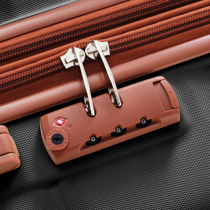 Luggage Set of 3, 20-inch with USB Port, Carry-on Trunk Sets with Cup Holder, Hard Shell Check-in Luggage with Spinner Wheels