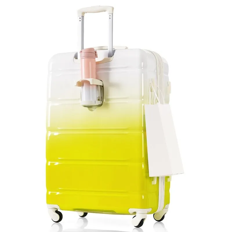 Luggage Set of 3, 20-inch with USB Port, Carry-on Trunk Sets with Cup Holder, Hard Shell Check-in Luggage with Spinner Wheels