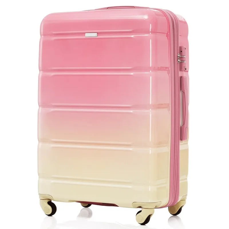 Luggage Set of 3, 20-inch with USB Port, Carry-on Trunk Sets with Cup Holder, Hard Shell Check-in Luggage with Spinner Wheels