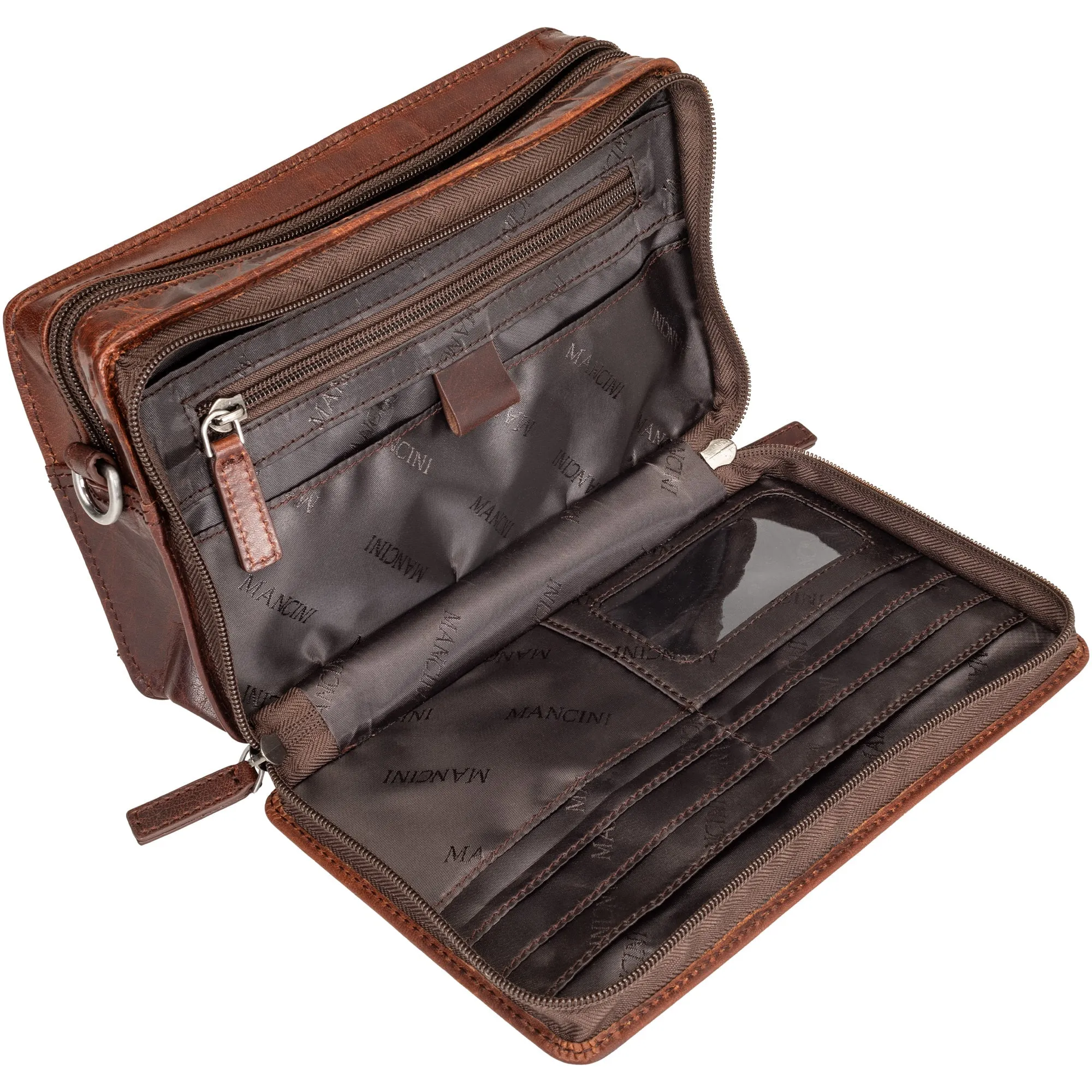 Mancini Buffalo Unisex Bag with Zippered Organizer Pocket
