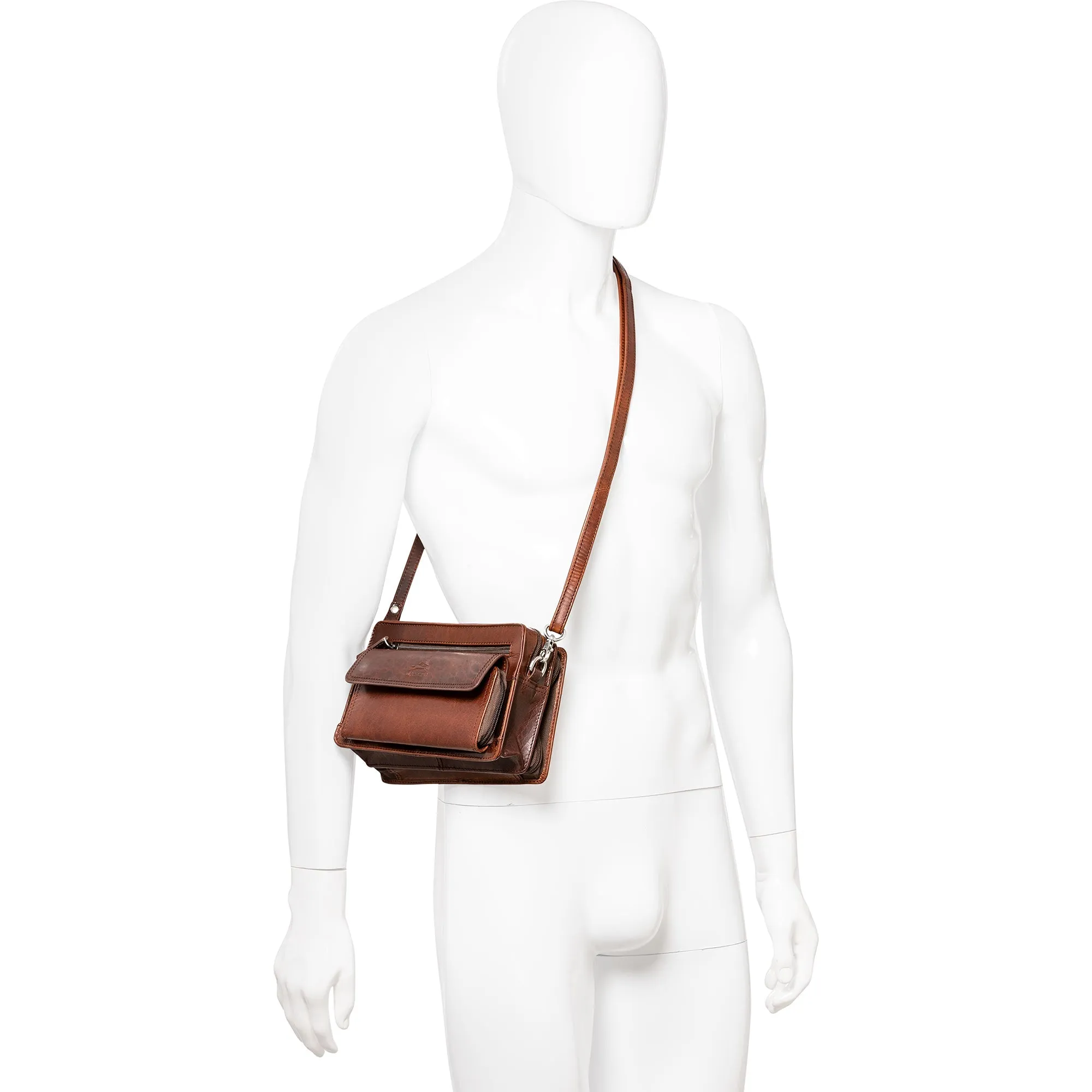 Mancini Buffalo Unisex Bag with Zippered Organizer Pocket