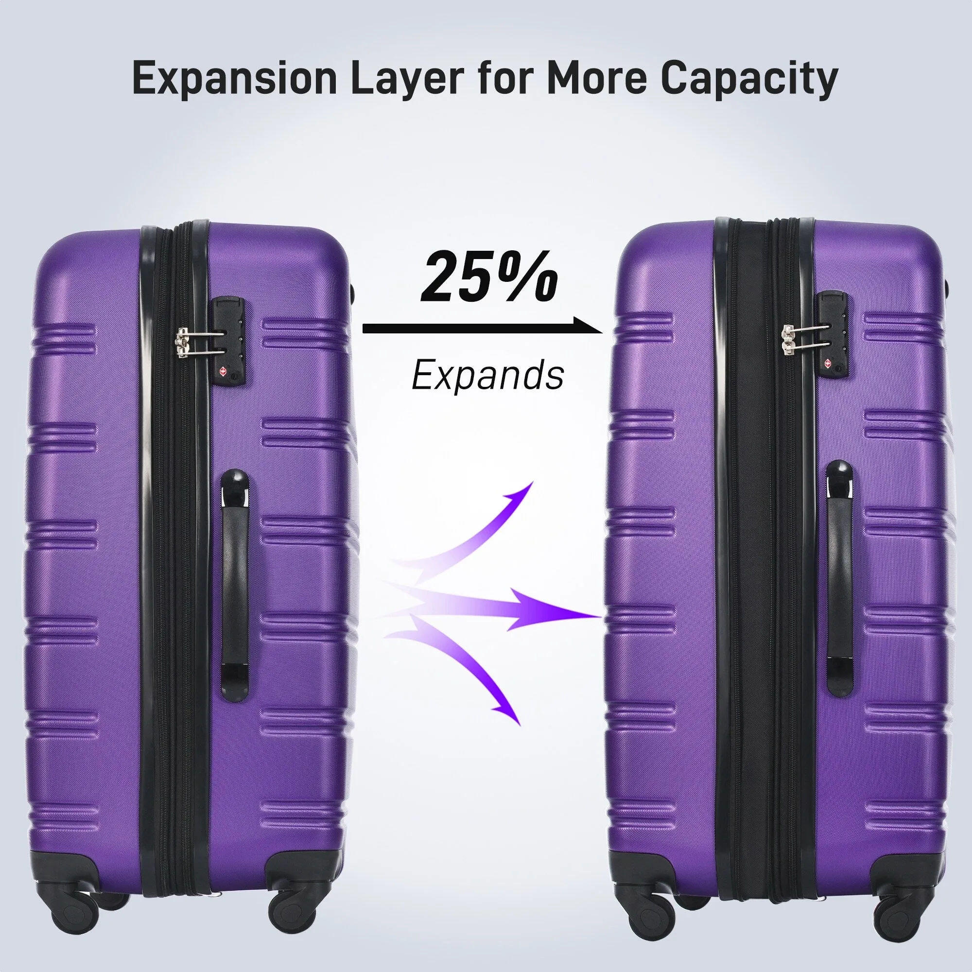 Matching Luggage Set with 3-Digit Lock, 20inch, 28inch