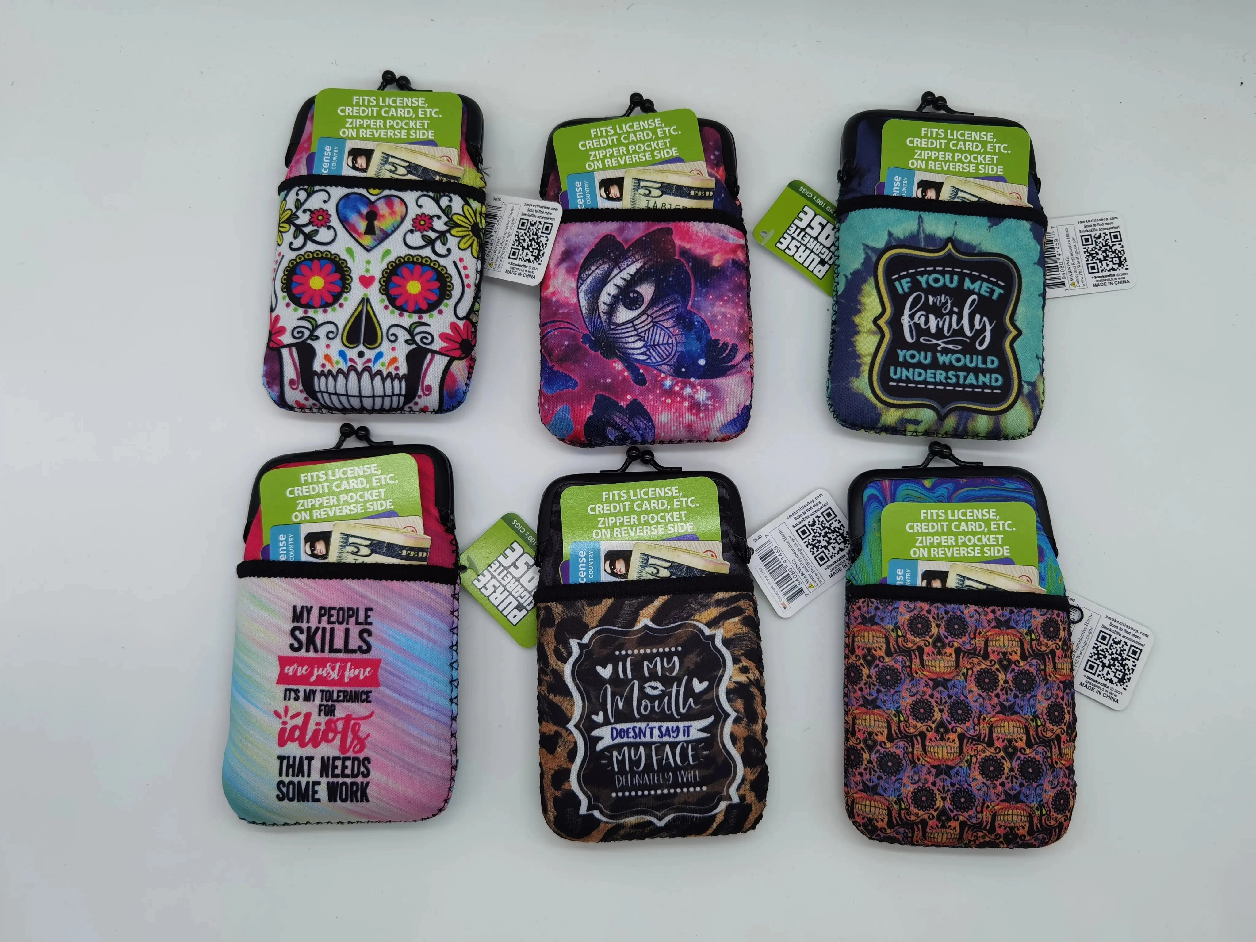 Neoprene Cigarette Pouch with Pocket - 6 Pieces Per Retail Ready Display 41459