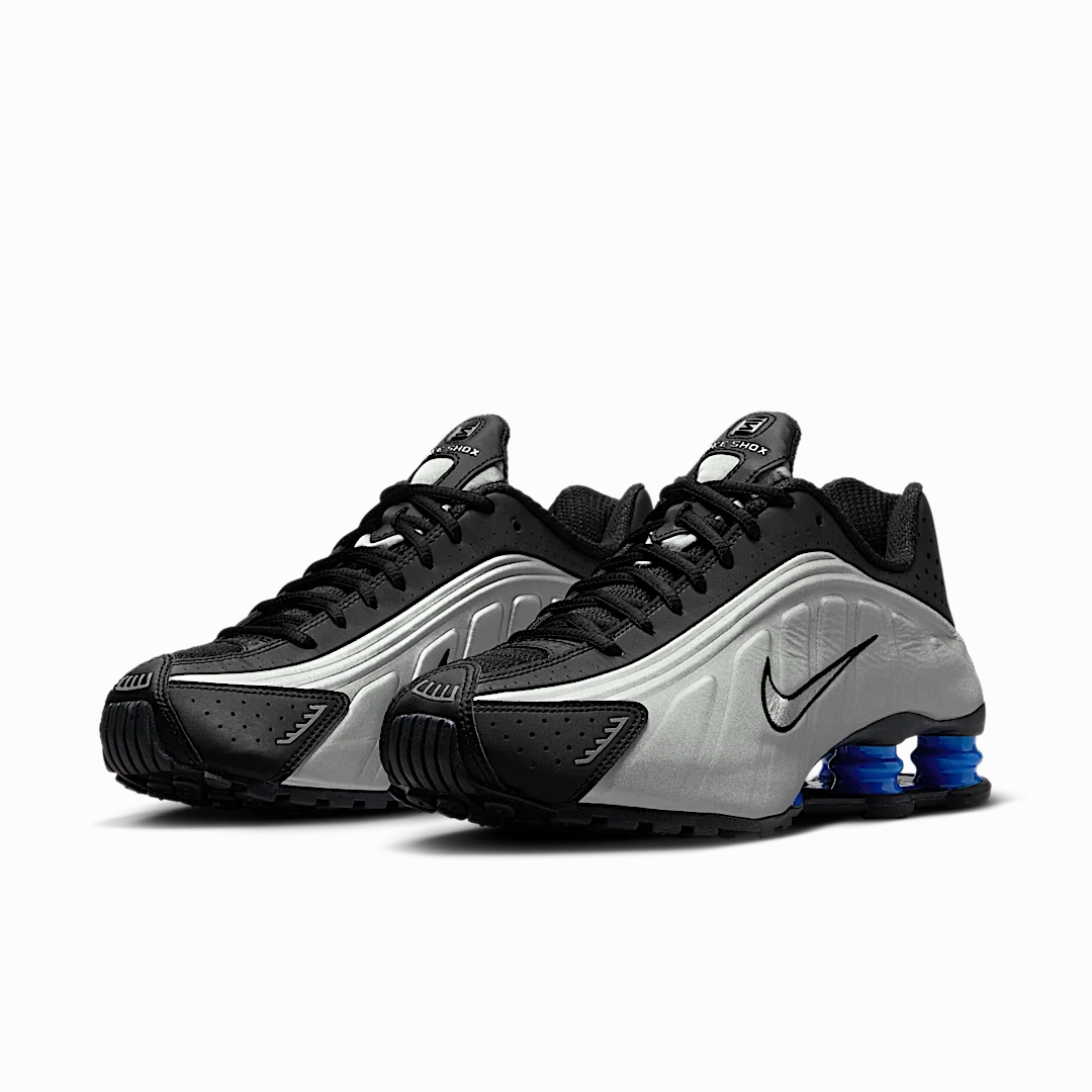 Nike Shox R4 Metallic Silver Black Racer Blue