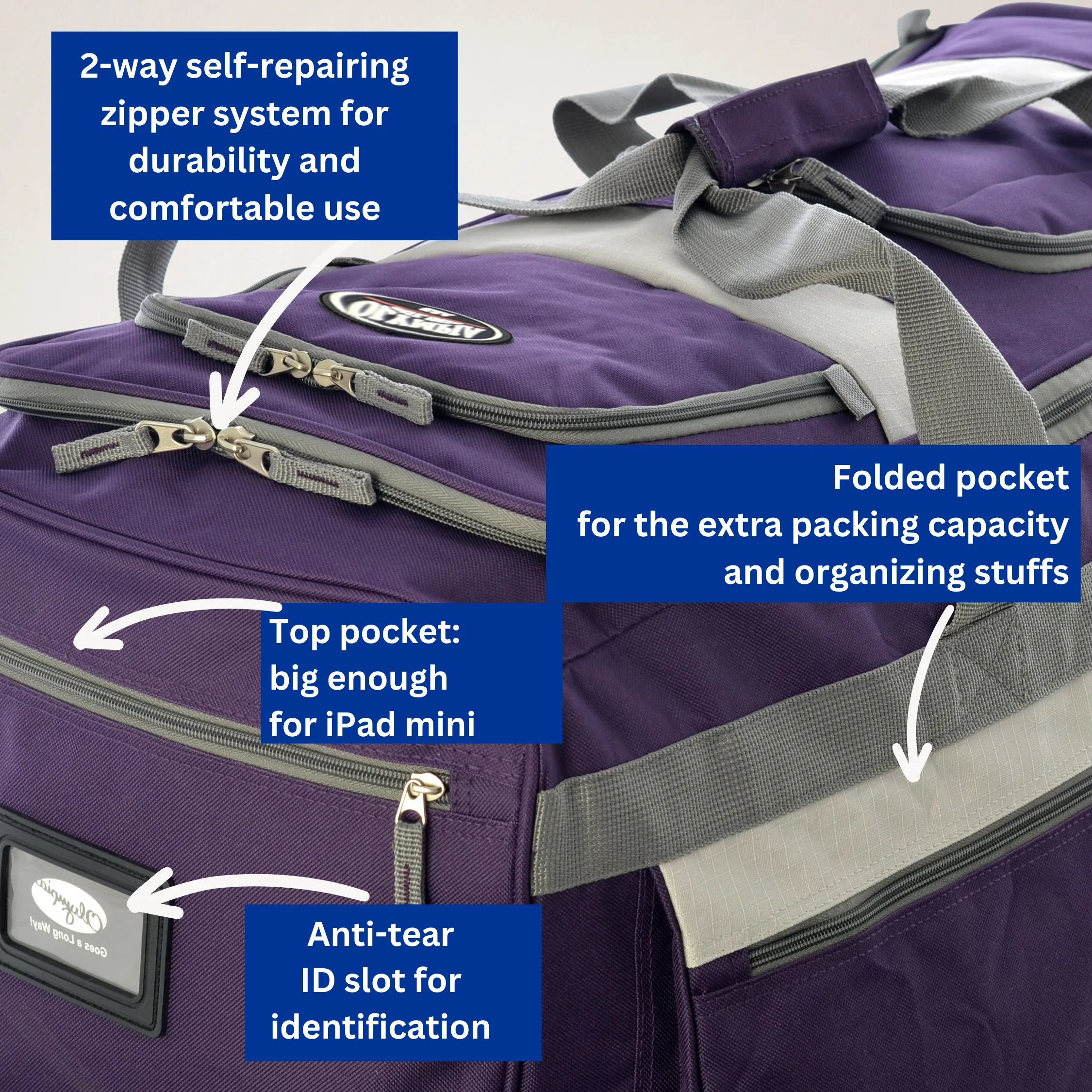 Olympia 8 Pocket Rolling Duffel 33" Jumbo Size