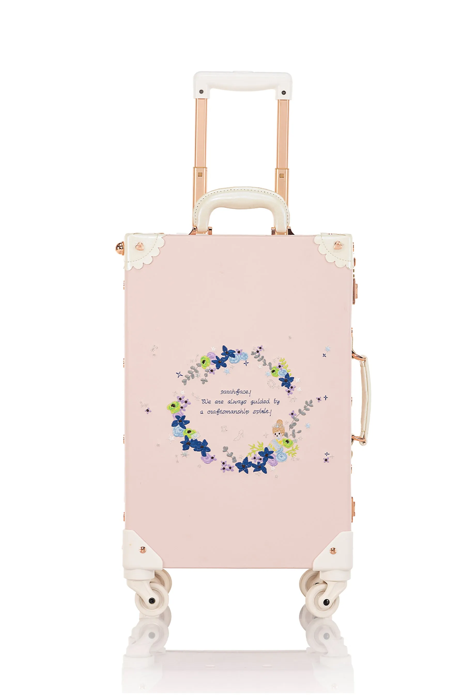 (Outlet) SarahFace Spinner Suitcase - Embroidery Cherry Pink