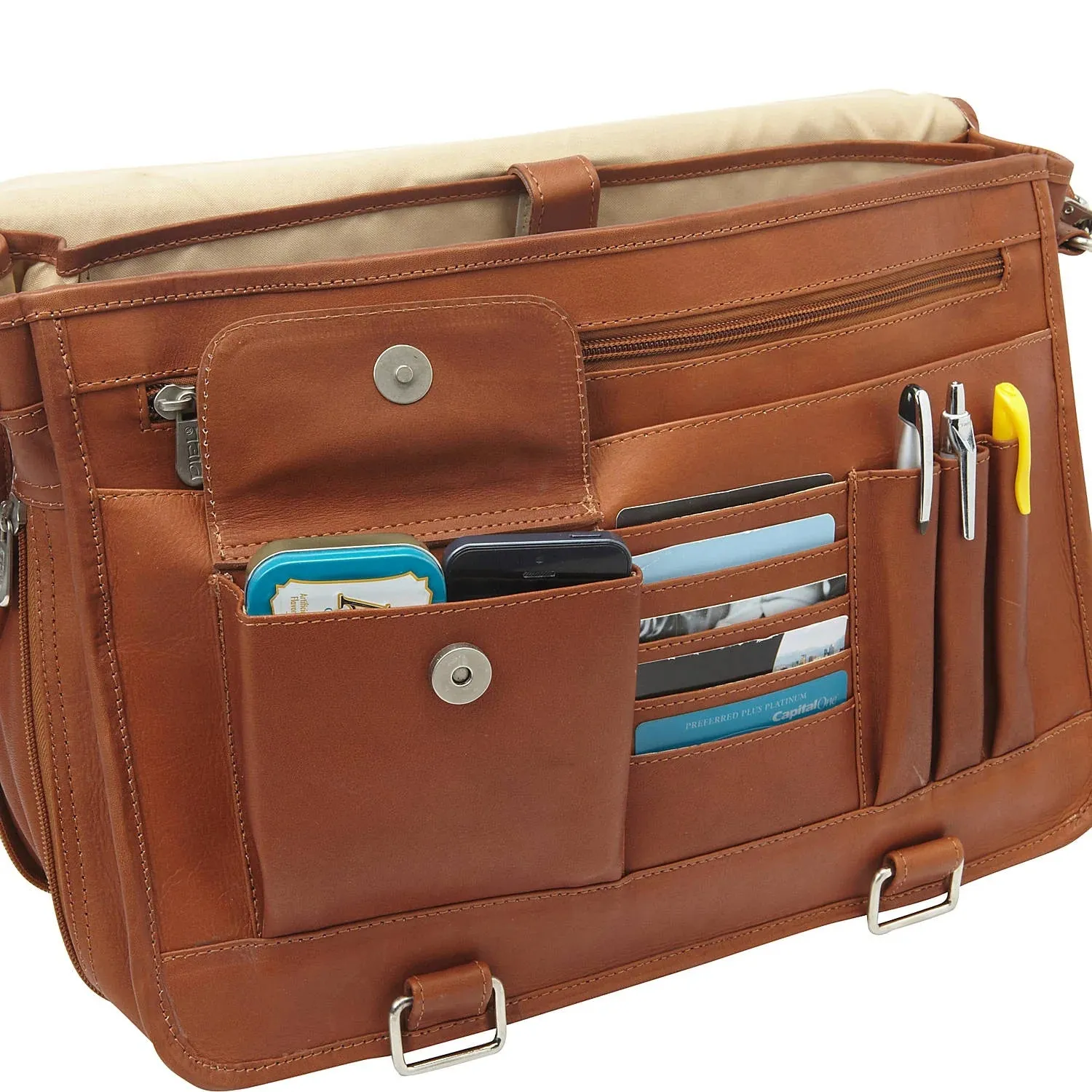 Piel Double Loop Expandable Laptop Briefcase