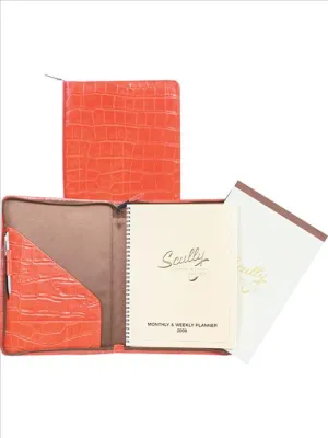 Scully Croco Embossed Leather zip letter pad
