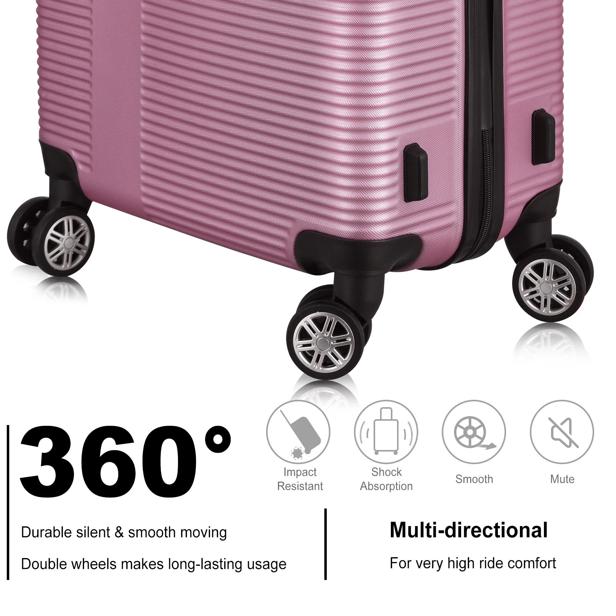 Spinner Wheels Cross Stripe Luggage Sets 20in/24in/28in