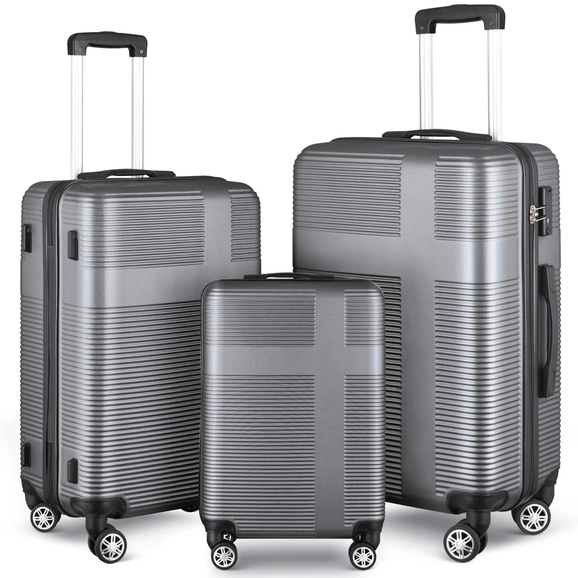 Spinner Wheels Cross Stripe Luggage Sets 20in/24in/28in