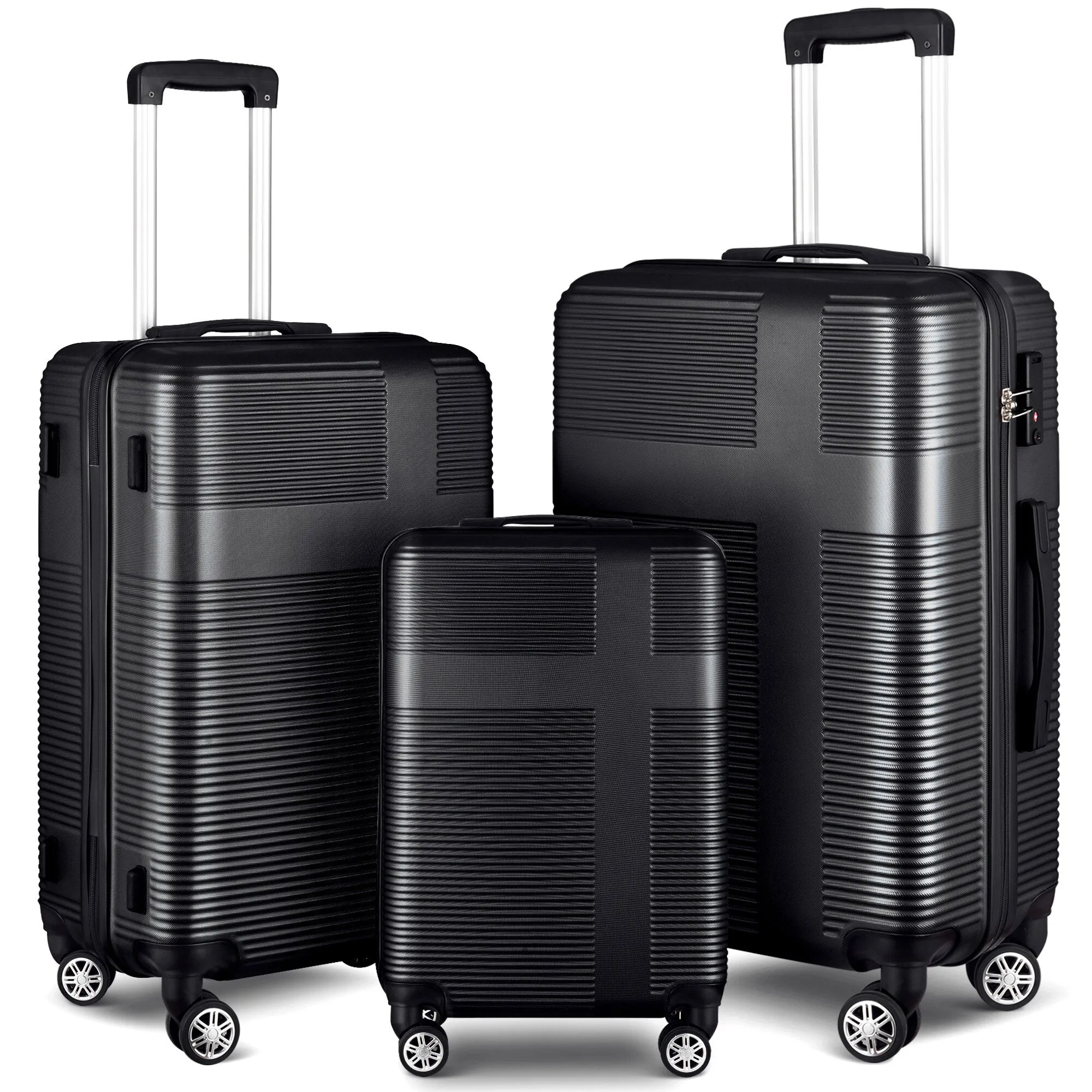 Spinner Wheels Cross Stripe Luggage Sets 20in/24in/28in
