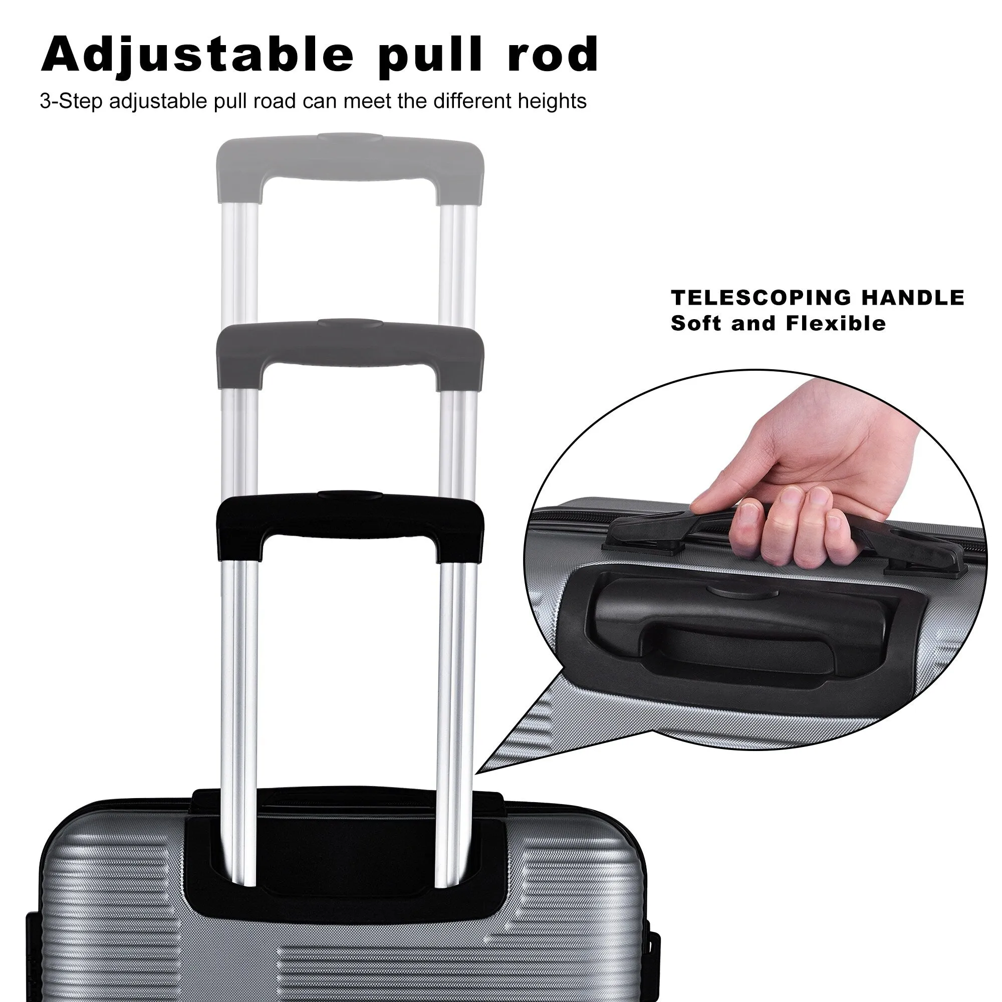 Spinner Wheels Cross Stripe Luggage Sets 20in/24in/28in