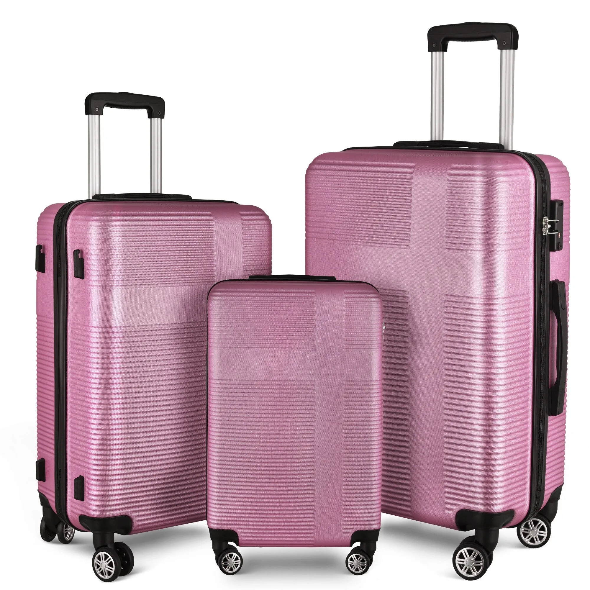 Spinner Wheels Cross Stripe Luggage Sets 20in/24in/28in