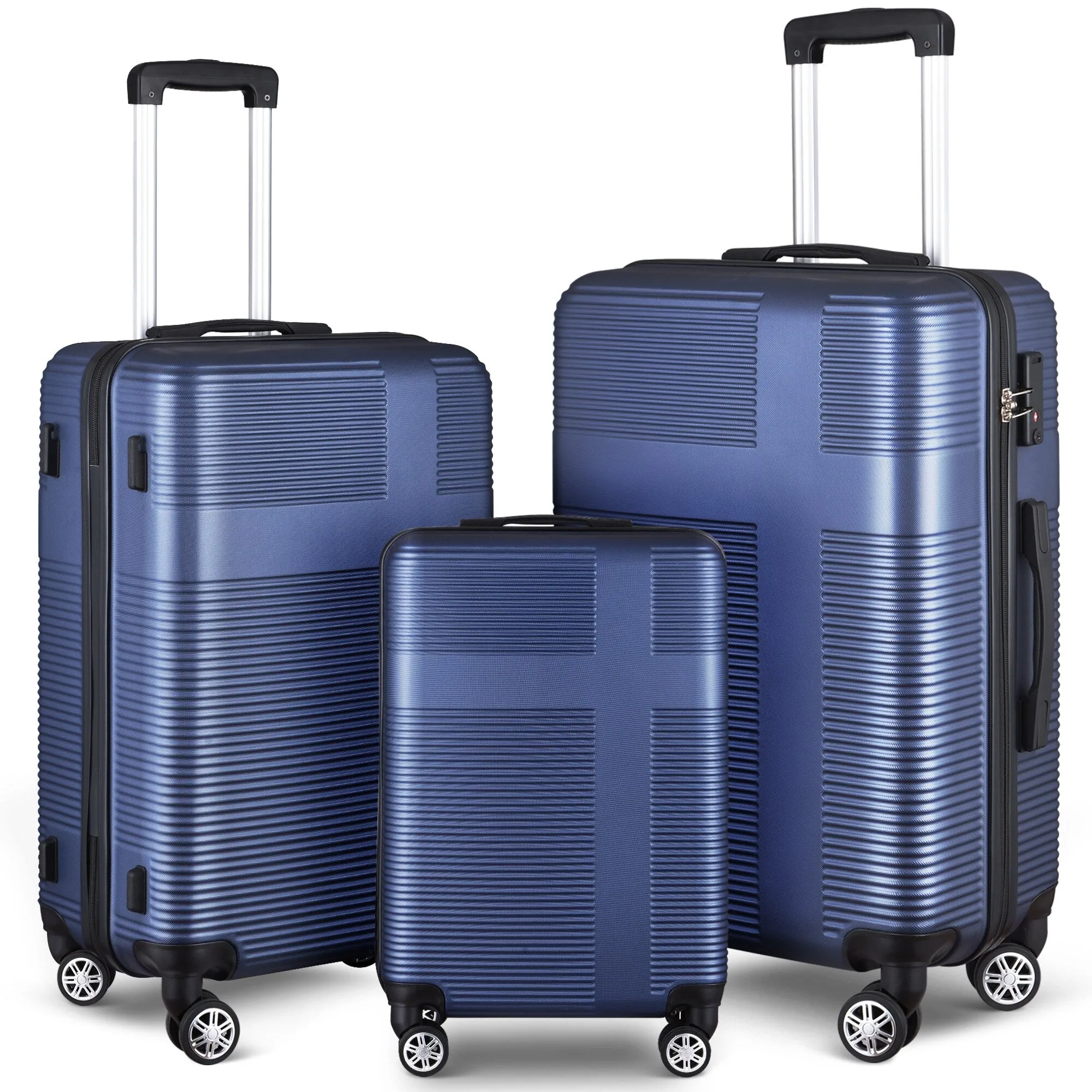 Spinner Wheels Cross Stripe Luggage Sets 20in/24in/28in