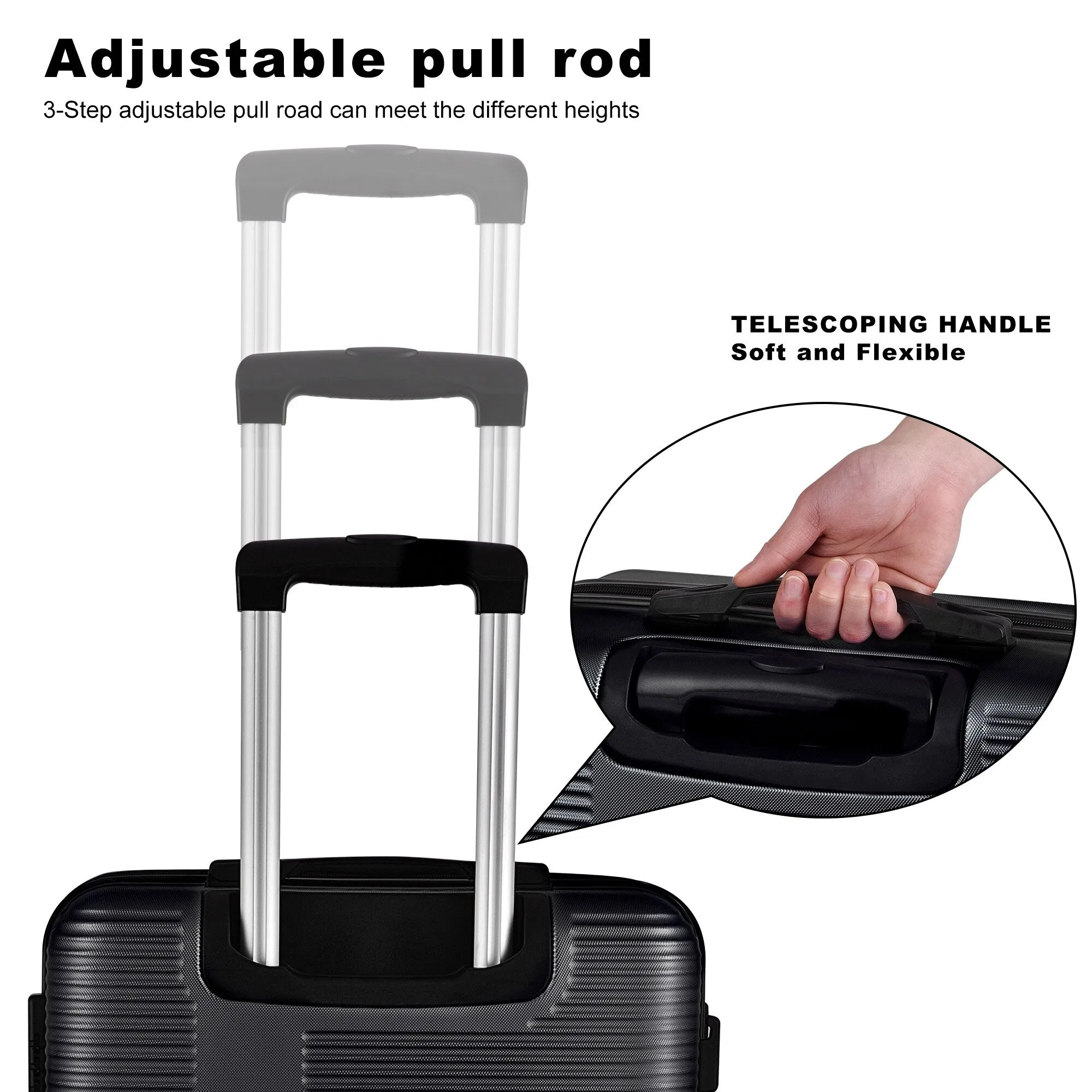 Spinner Wheels Cross Stripe Luggage Sets 20in/24in/28in