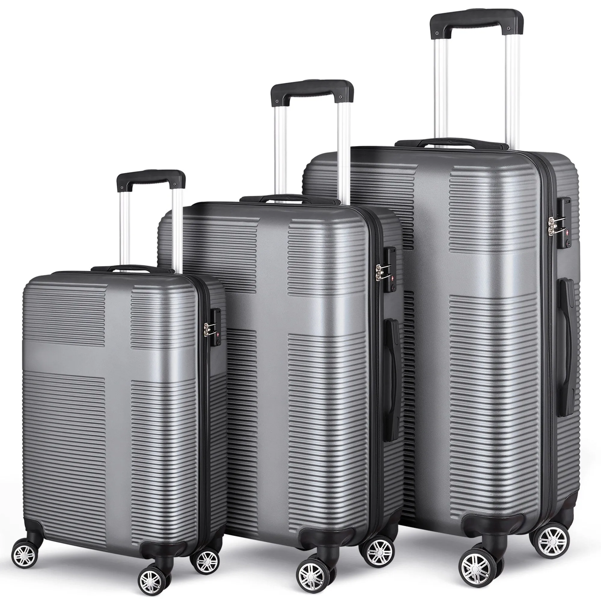 Spinner Wheels Cross Stripe Luggage Sets 20in/24in/28in