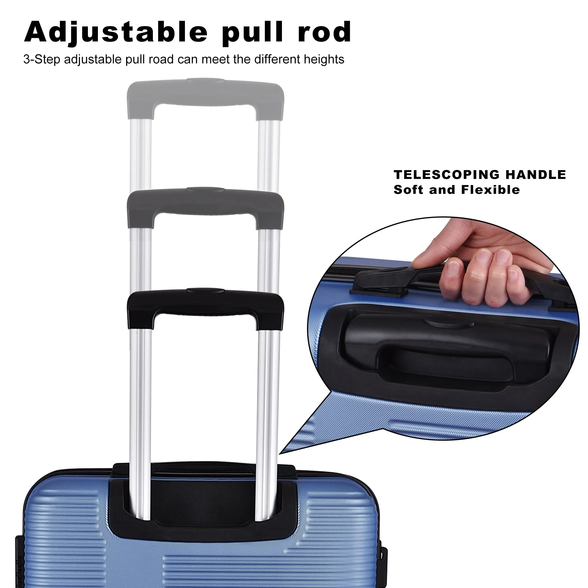 Spinner Wheels Cross Stripe Luggage Sets 20in/24in/28in