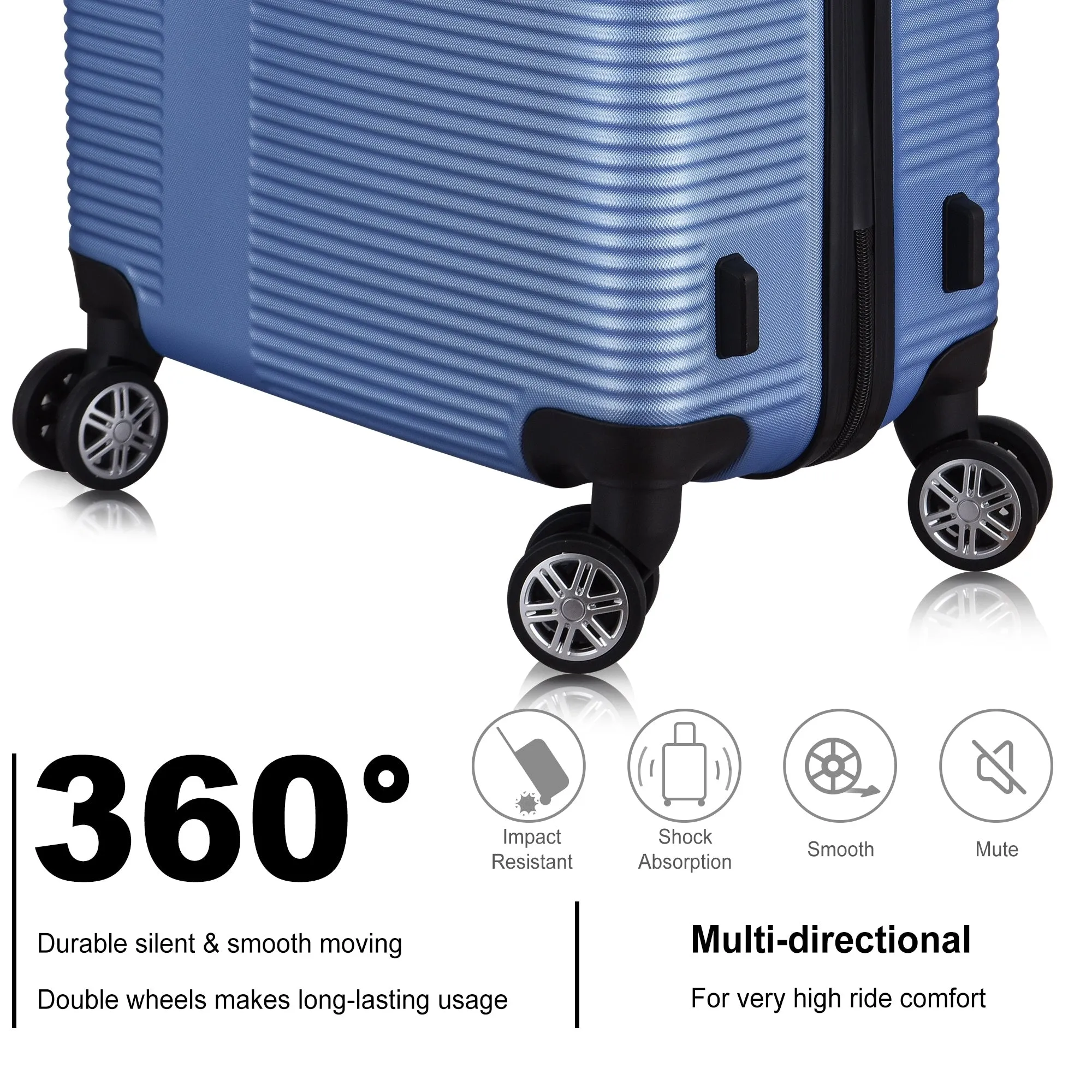 Spinner Wheels Cross Stripe Luggage Sets 20in/24in/28in