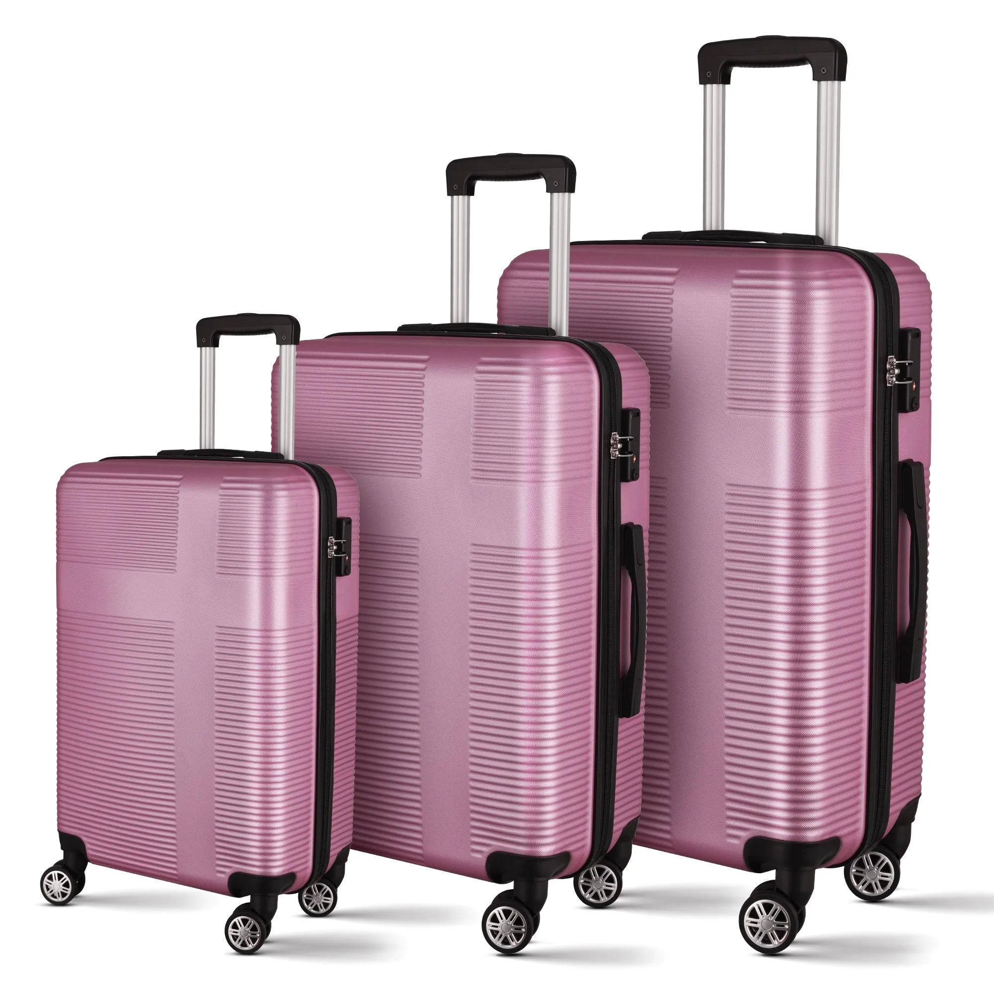 Spinner Wheels Cross Stripe Luggage Sets 20in/24in/28in