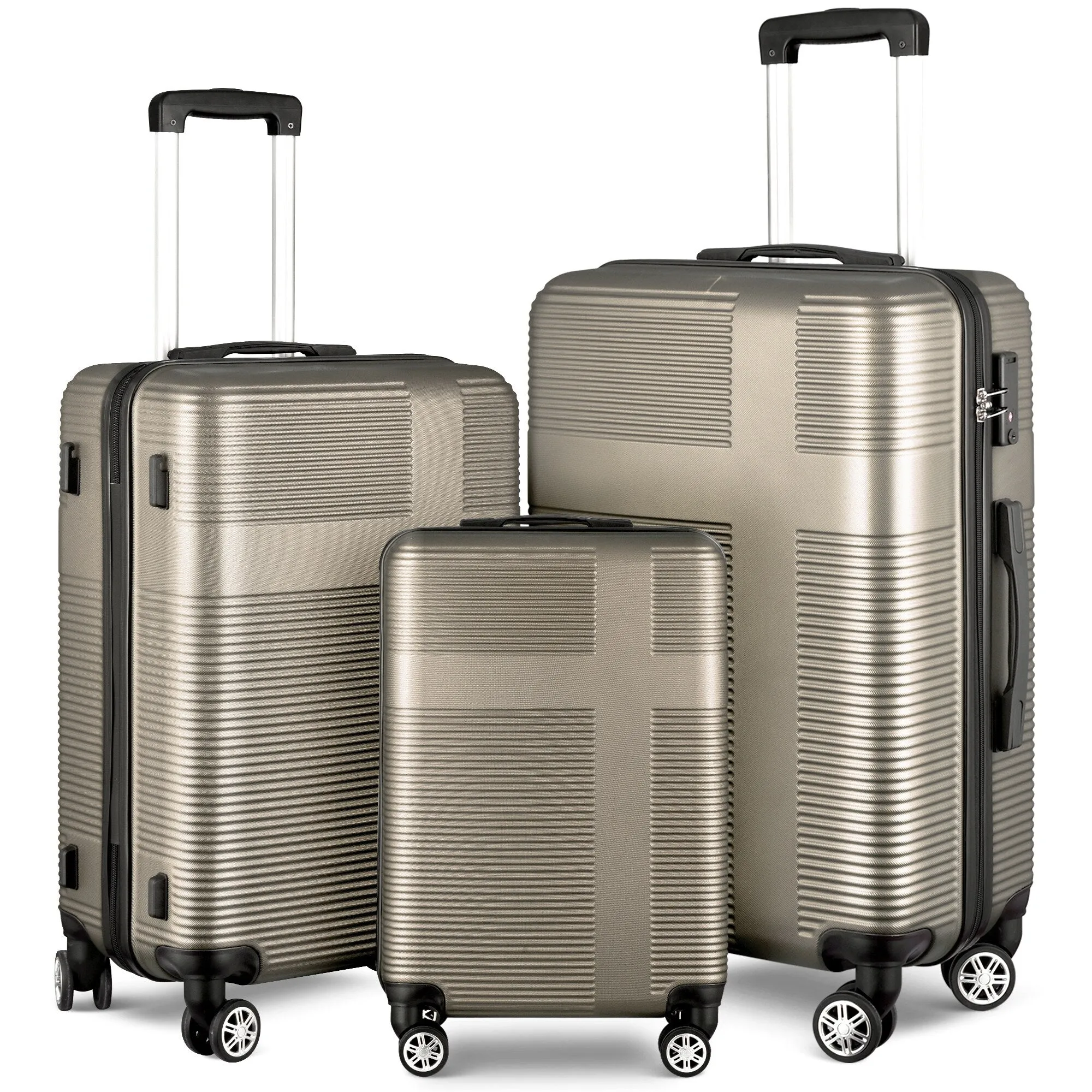Spinner Wheels Cross Stripe Luggage Sets 20in/24in/28in