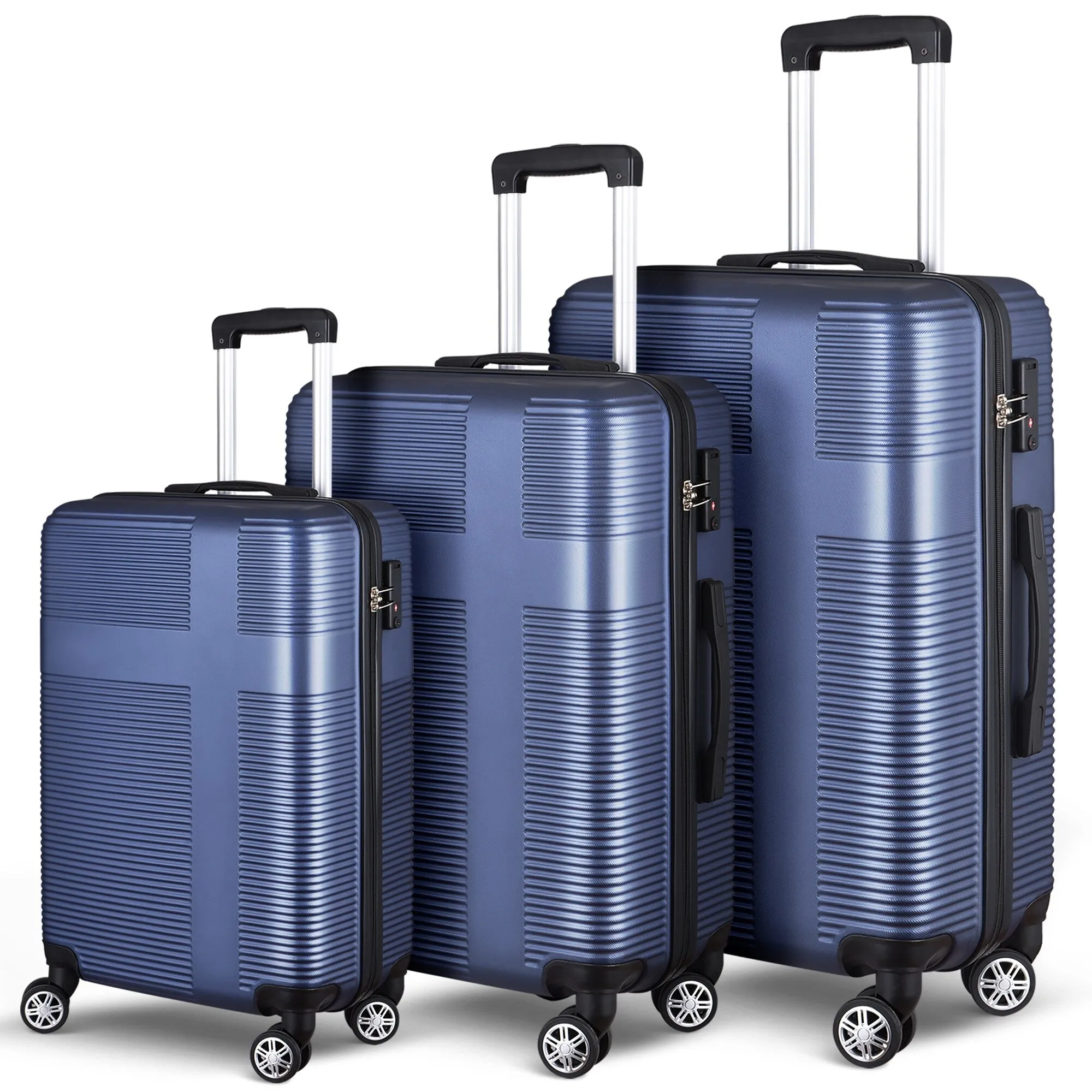 Spinner Wheels Cross Stripe Luggage Sets 20in/24in/28in