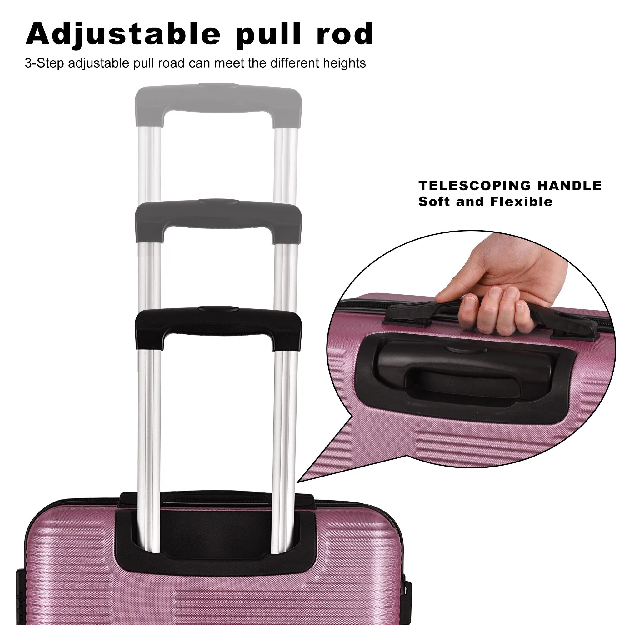 Spinner Wheels Cross Stripe Luggage Sets 20in/24in/28in