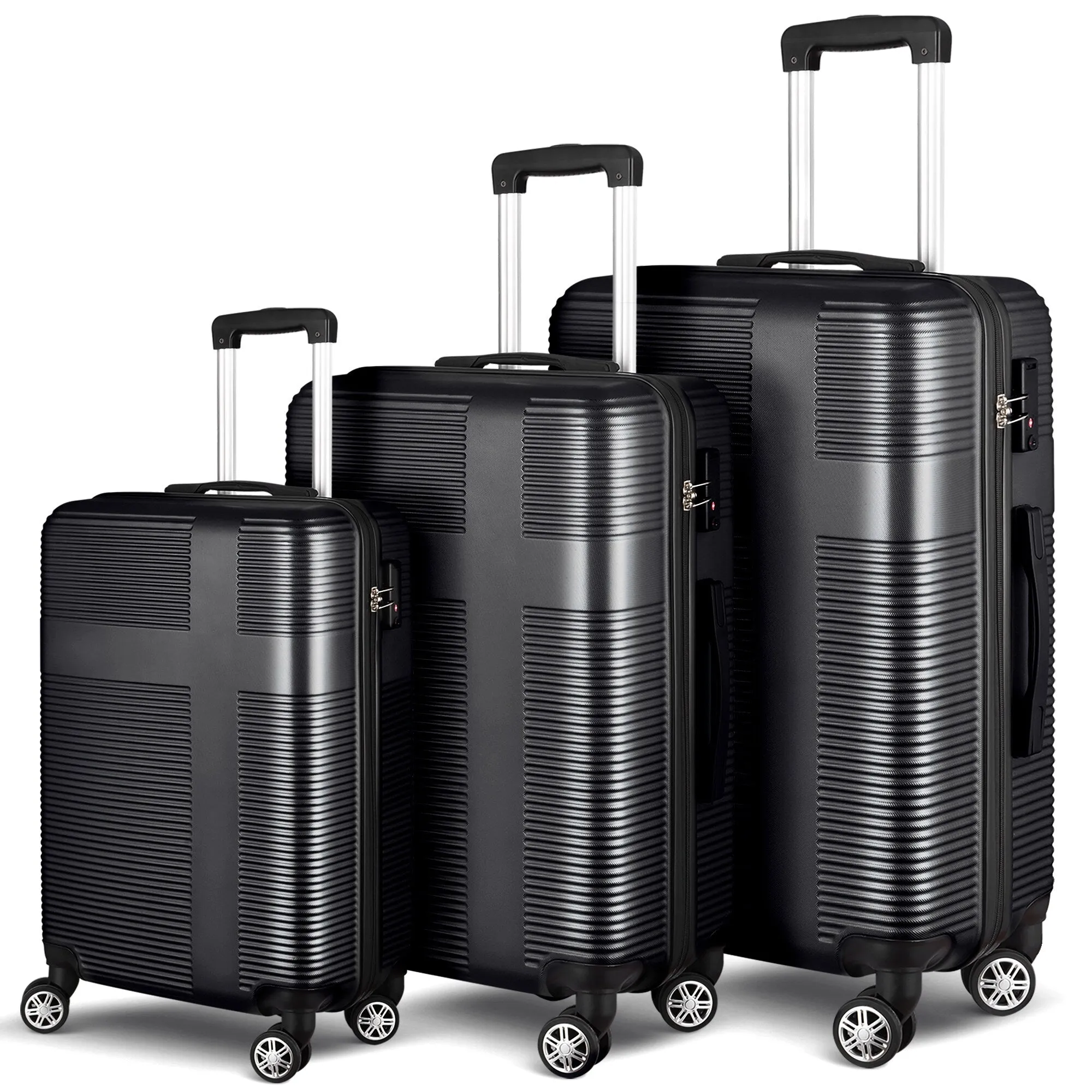 Spinner Wheels Cross Stripe Luggage Sets 20in/24in/28in