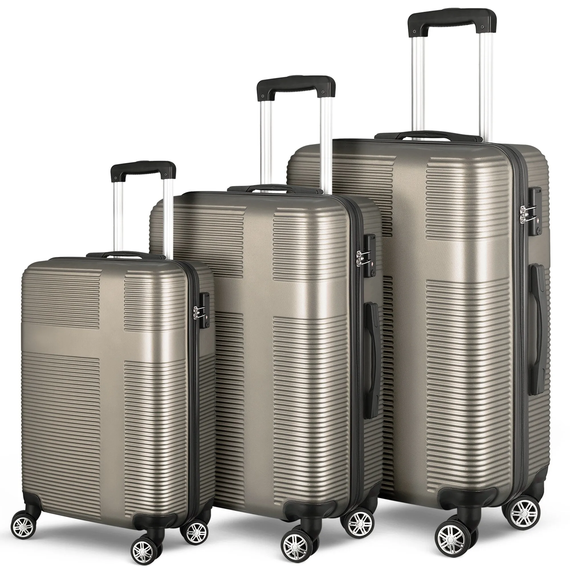 Spinner Wheels Cross Stripe Luggage Sets 20in/24in/28in