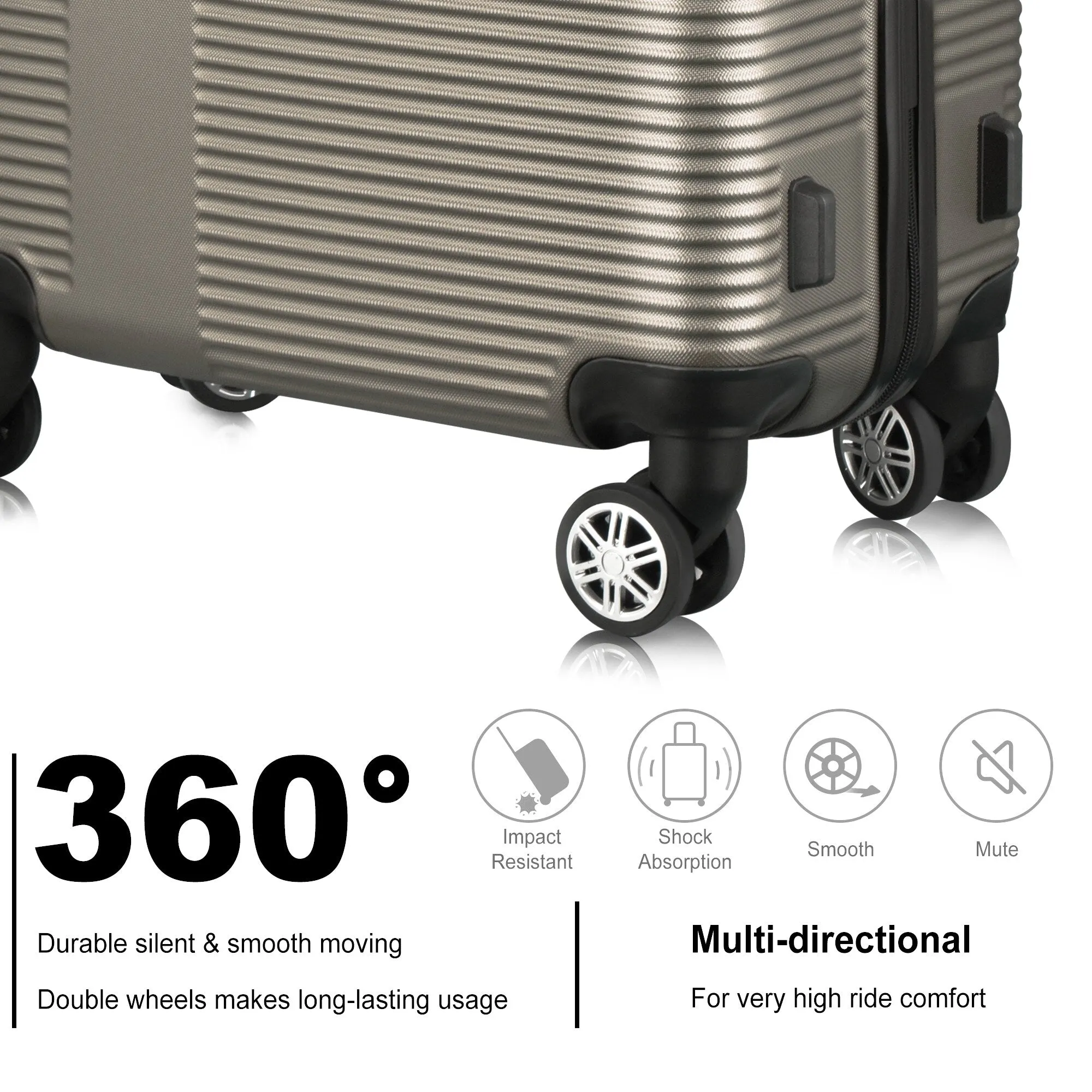 Spinner Wheels Cross Stripe Luggage Sets 20in/24in/28in