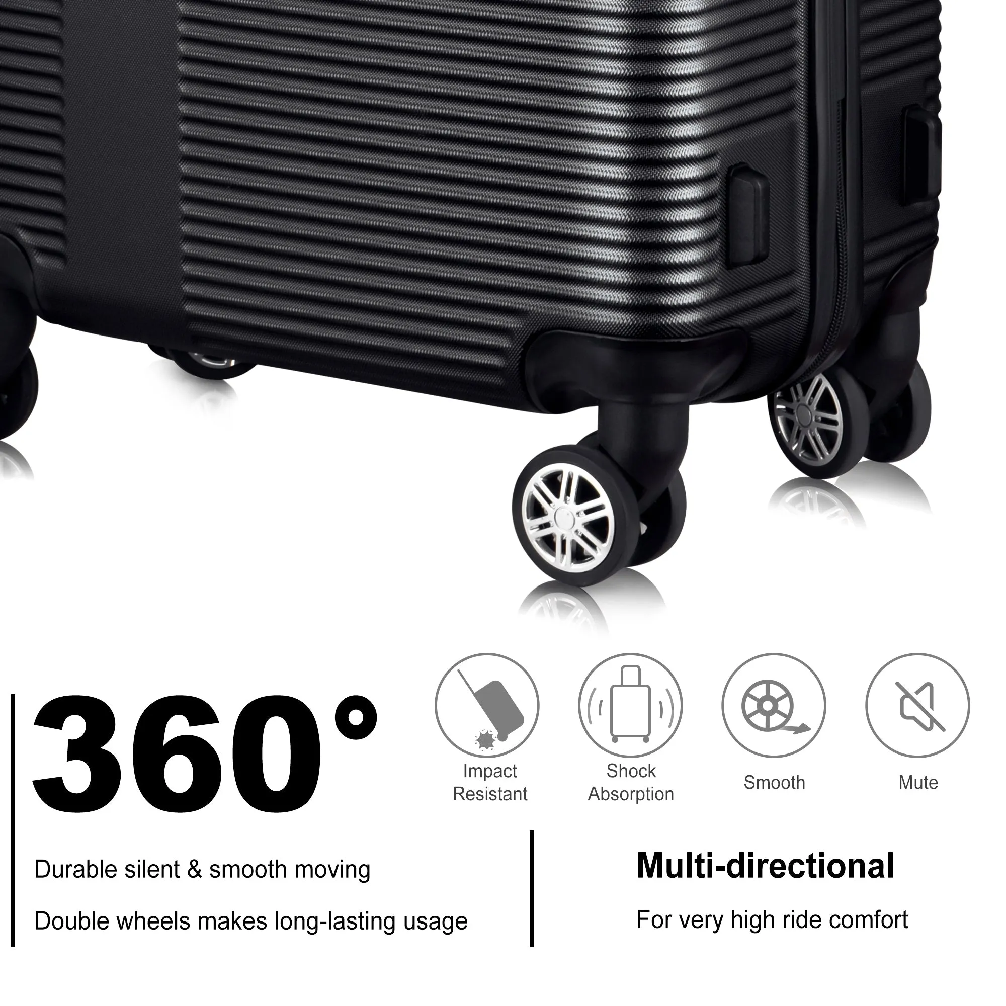 Spinner Wheels Cross Stripe Luggage Sets 20in/24in/28in