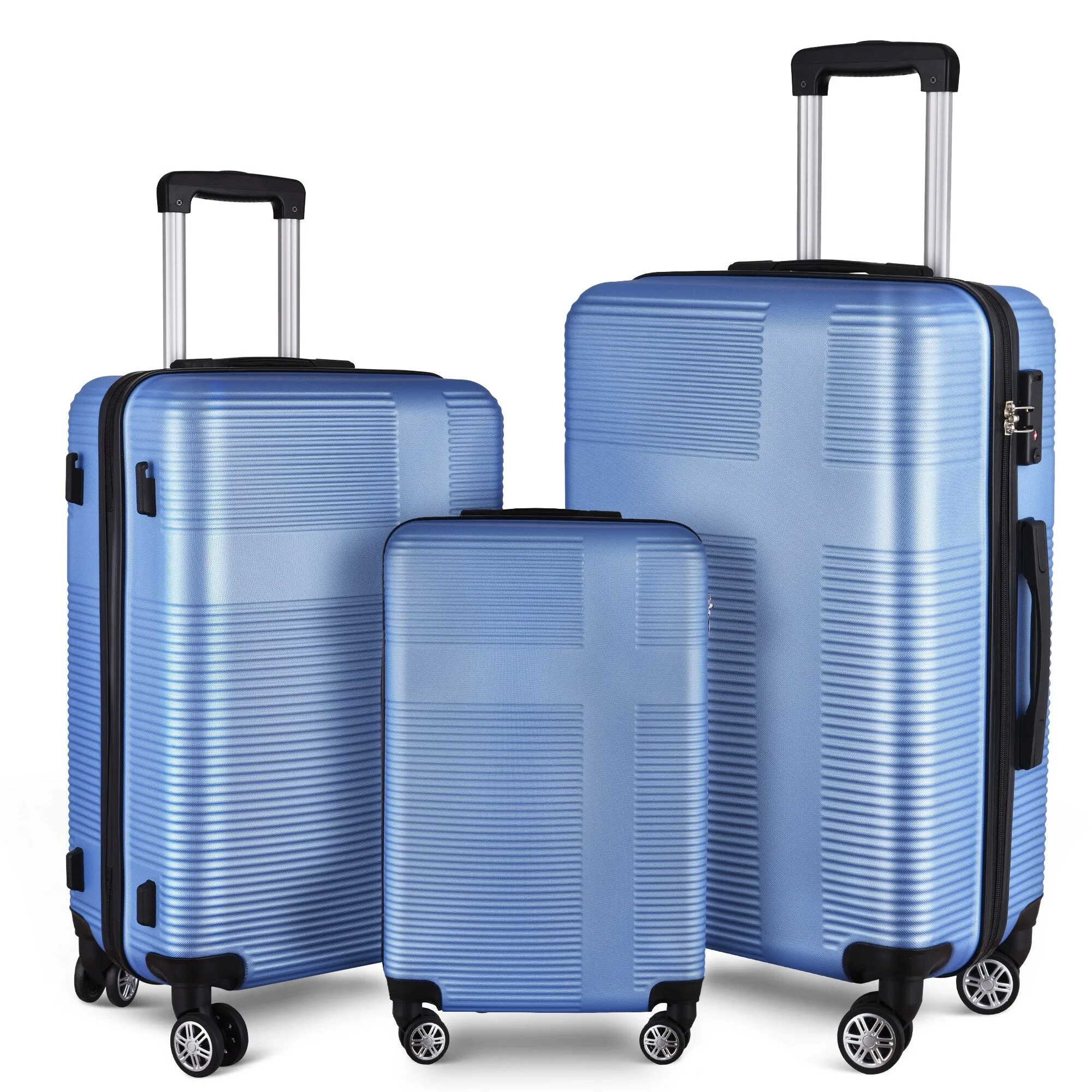 Spinner Wheels Cross Stripe Luggage Sets 20in/24in/28in