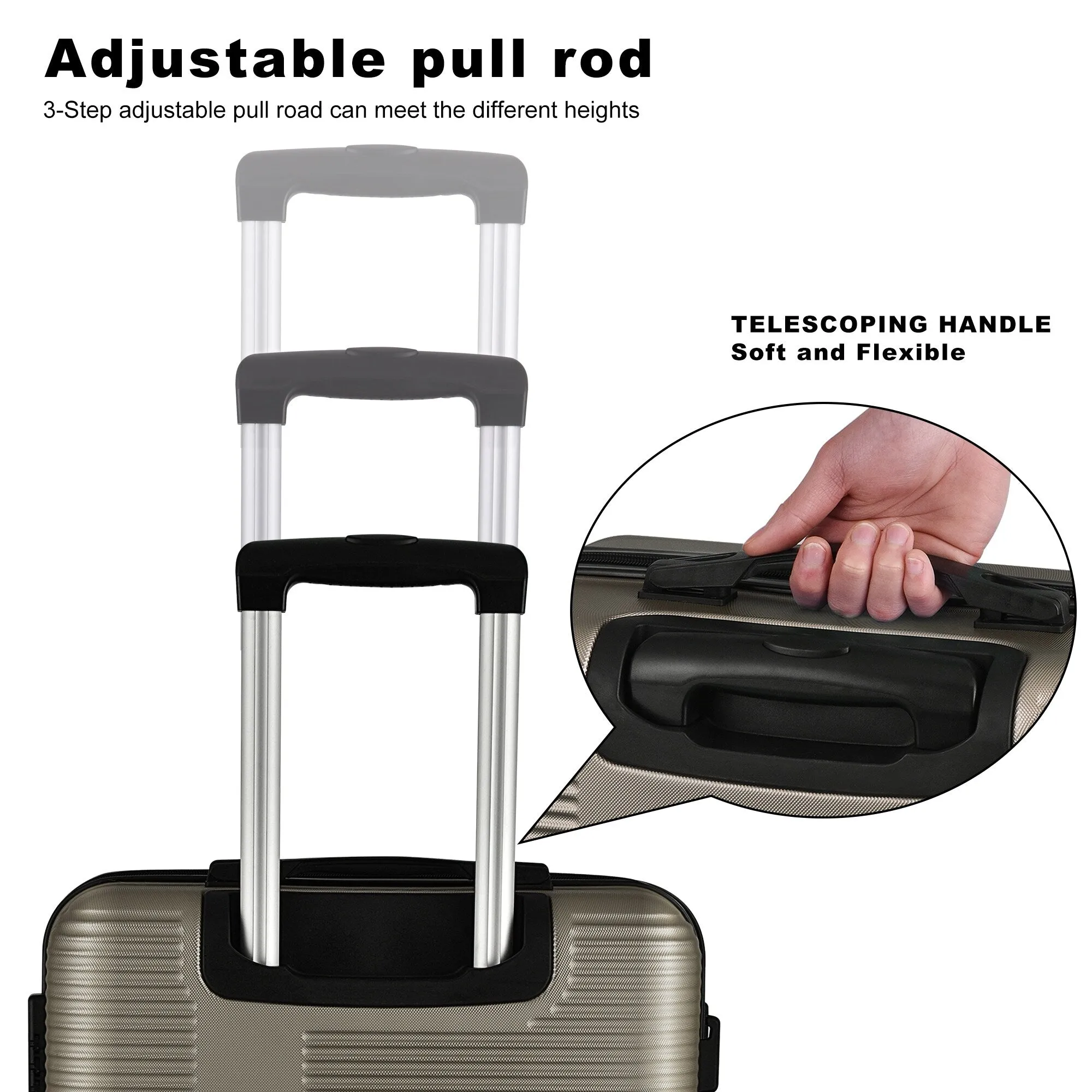Spinner Wheels Cross Stripe Luggage Sets 20in/24in/28in