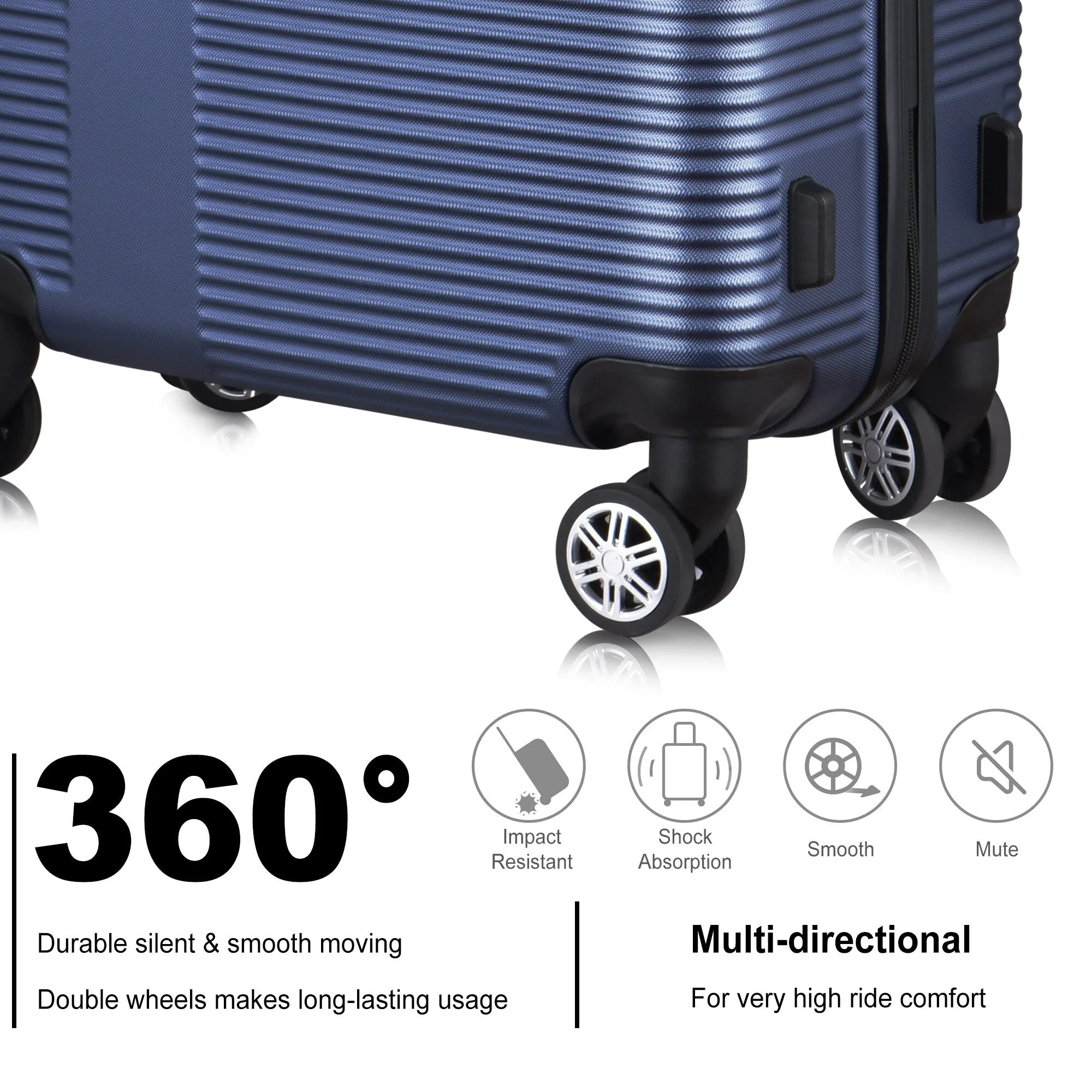 Spinner Wheels Cross Stripe Luggage Sets 20in/24in/28in