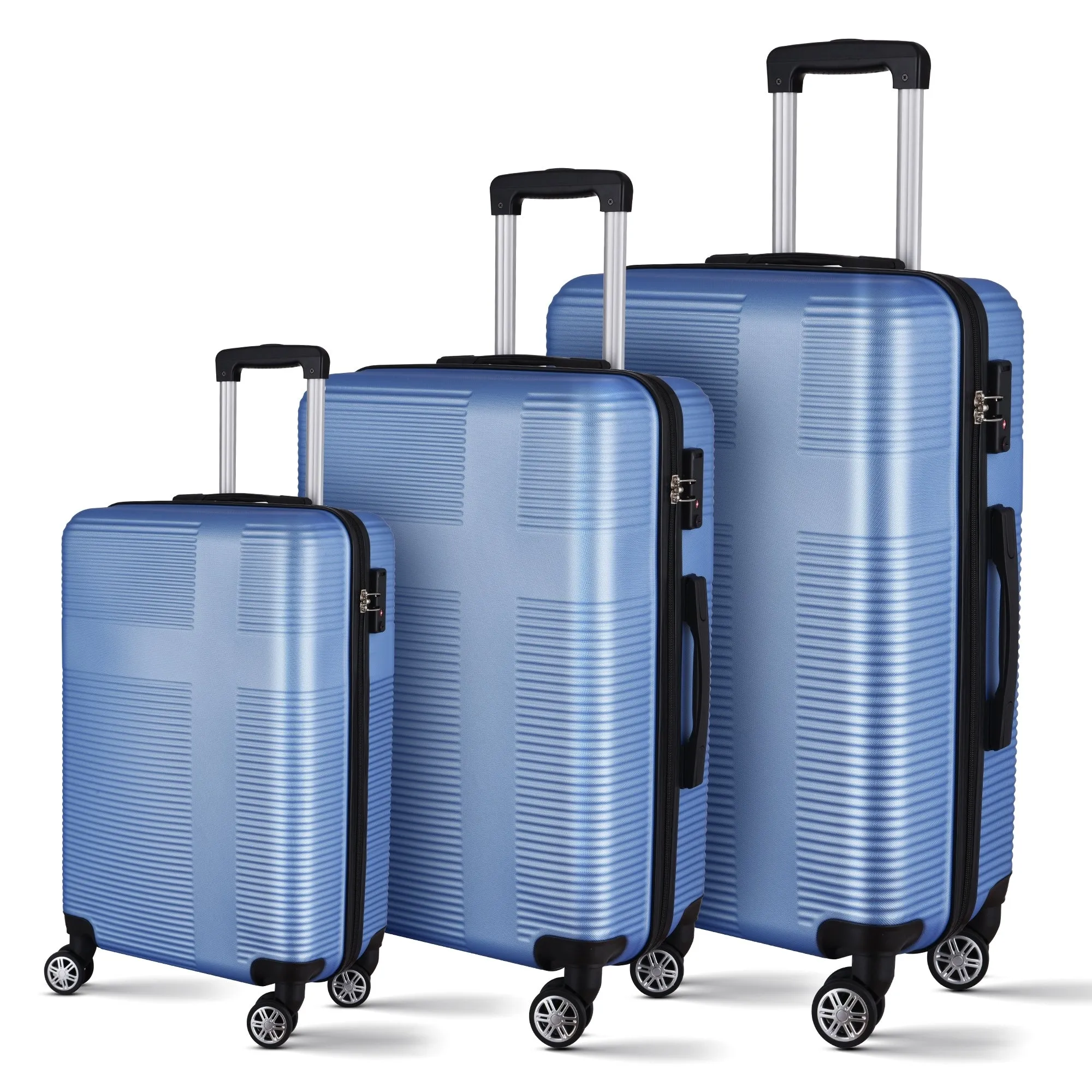 Spinner Wheels Cross Stripe Luggage Sets 20in/24in/28in