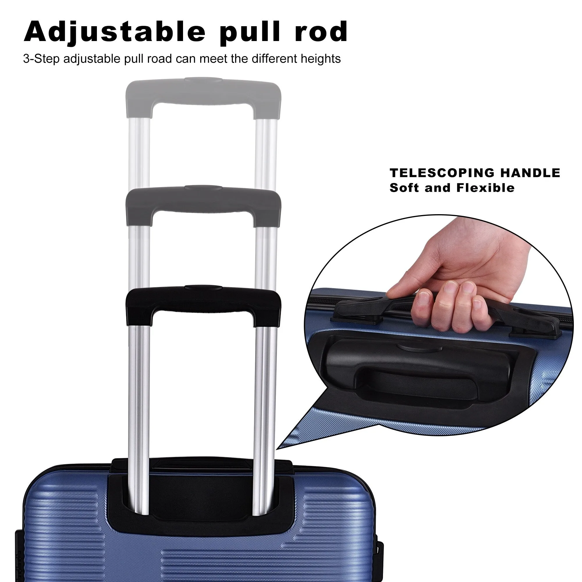 Spinner Wheels Cross Stripe Luggage Sets 20in/24in/28in