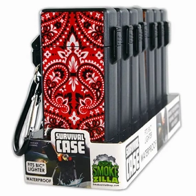Survival Cigarette & Lighter Case with Carabineer - 7 Pieces Per Retail Ready Display 41408