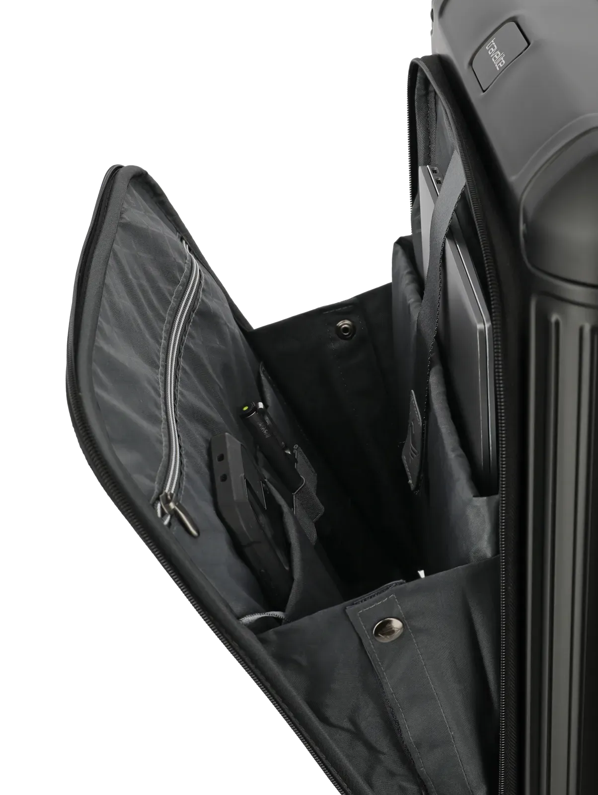 TRAVELITE Next Spinner (4 wheels) 55cm with Front Pocket - Black