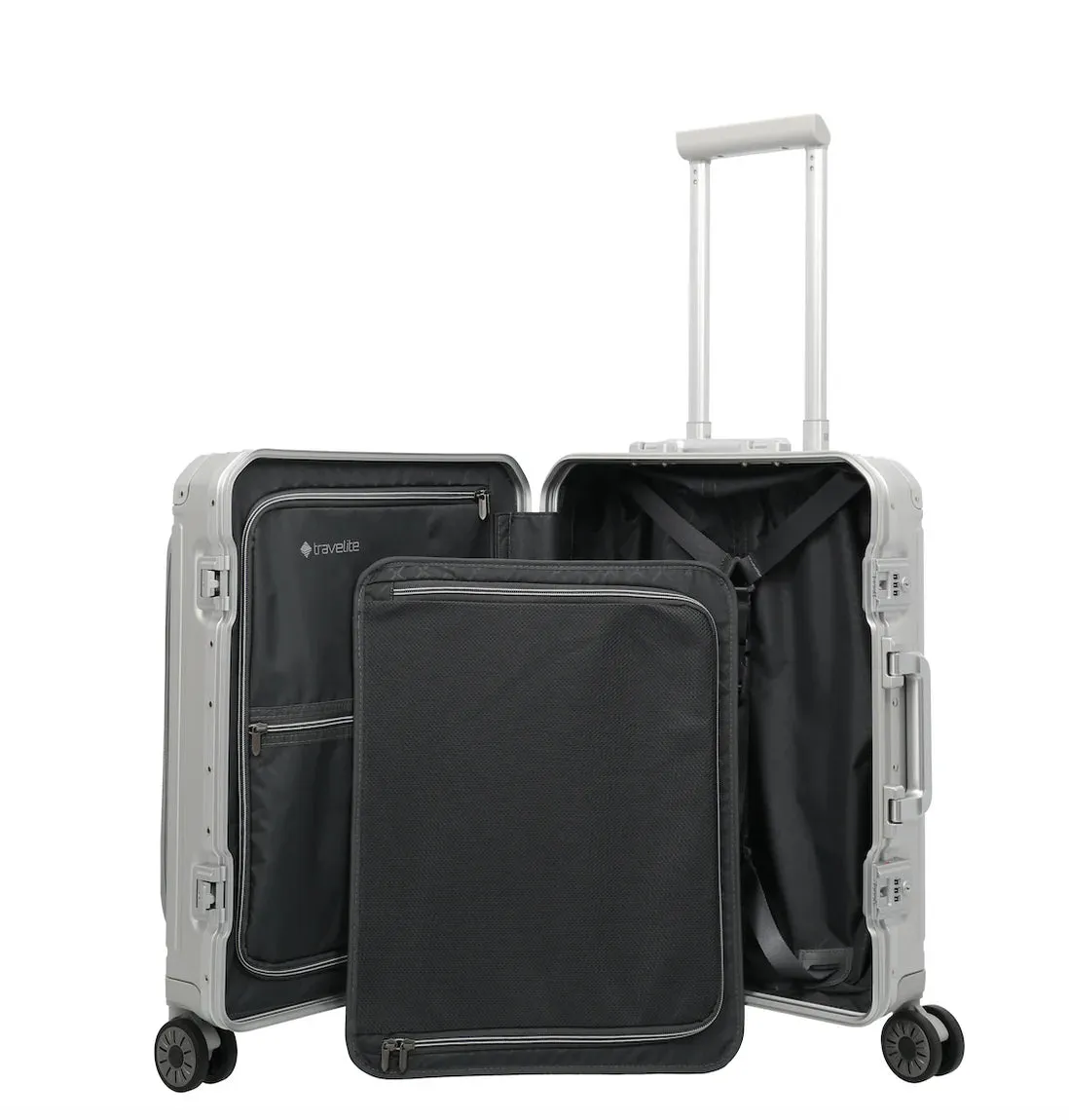 TRAVELITE Next Spinner (4 wheels) 55cm with Front Pocket - Silver